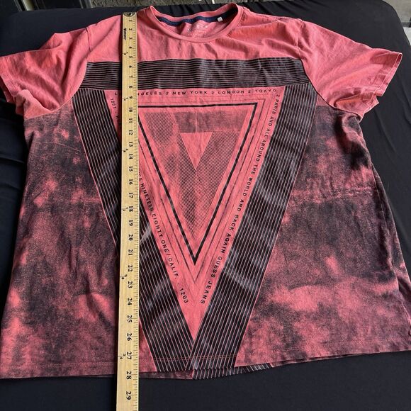 Guess Los Angeles‎ Shirt Mens 2X XXL Red Cotton Short Sleeve Double Sided Y2K - Picture 11 of 12